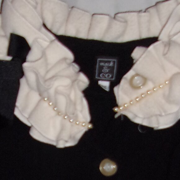 girls small size 6x black cream dress up jacket coat fleece pretty  fall six 6 - Picture 4 of 4